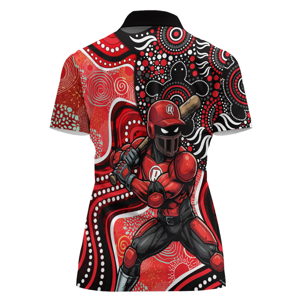 Melbourne Renegades Women Polo Shirt Indigenous Dot Art Superhero Batter Tribal Pattern