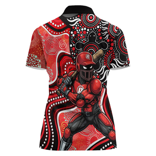 Melbourne Renegades Women Polo Shirt Indigenous Dot Art Superhero Batter Tribal Pattern