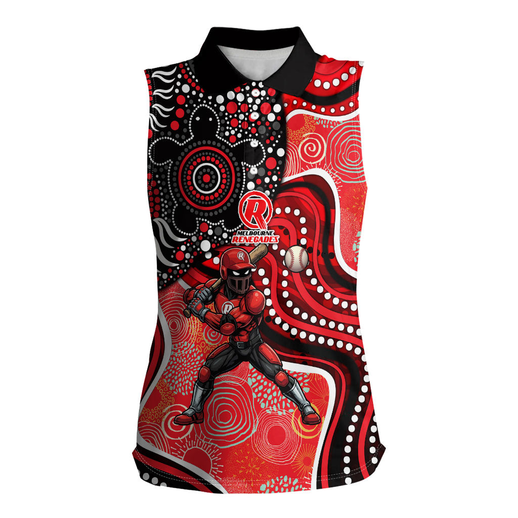 Melbourne Renegades Women Sleeveless Polo Shirt Indigenous Dot Art Superhero Batter Tribal Pattern
