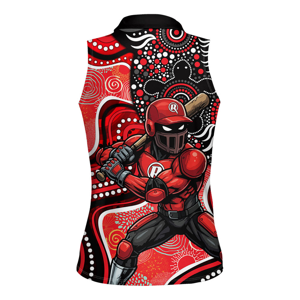 Melbourne Renegades Women Sleeveless Polo Shirt Indigenous Dot Art Superhero Batter Tribal Pattern