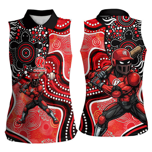 Melbourne Renegades Women Sleeveless Polo Shirt Indigenous Dot Art Superhero Batter Tribal Pattern