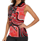 Melbourne Renegades Women Sleeveless Polo Shirt Indigenous Dot Art Superhero Batter Tribal Pattern