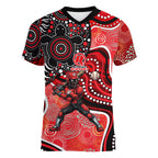 Melbourne Renegades Women V-Neck T-Shirt Indigenous Dot Art Superhero Batter Tribal Pattern