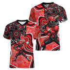 Melbourne Renegades Women V-Neck T-Shirt Indigenous Dot Art Superhero Batter Tribal Pattern