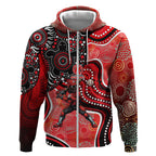 Melbourne Renegades Zip Hoodie Indigenous Dot Art Superhero Batter Tribal Pattern
