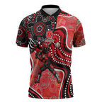 Melbourne Renegades Zipper Polo Shirt Indigenous Dot Art Superhero Batter Tribal Pattern