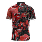 Melbourne Renegades Zipper Polo Shirt Indigenous Dot Art Superhero Batter Tribal Pattern