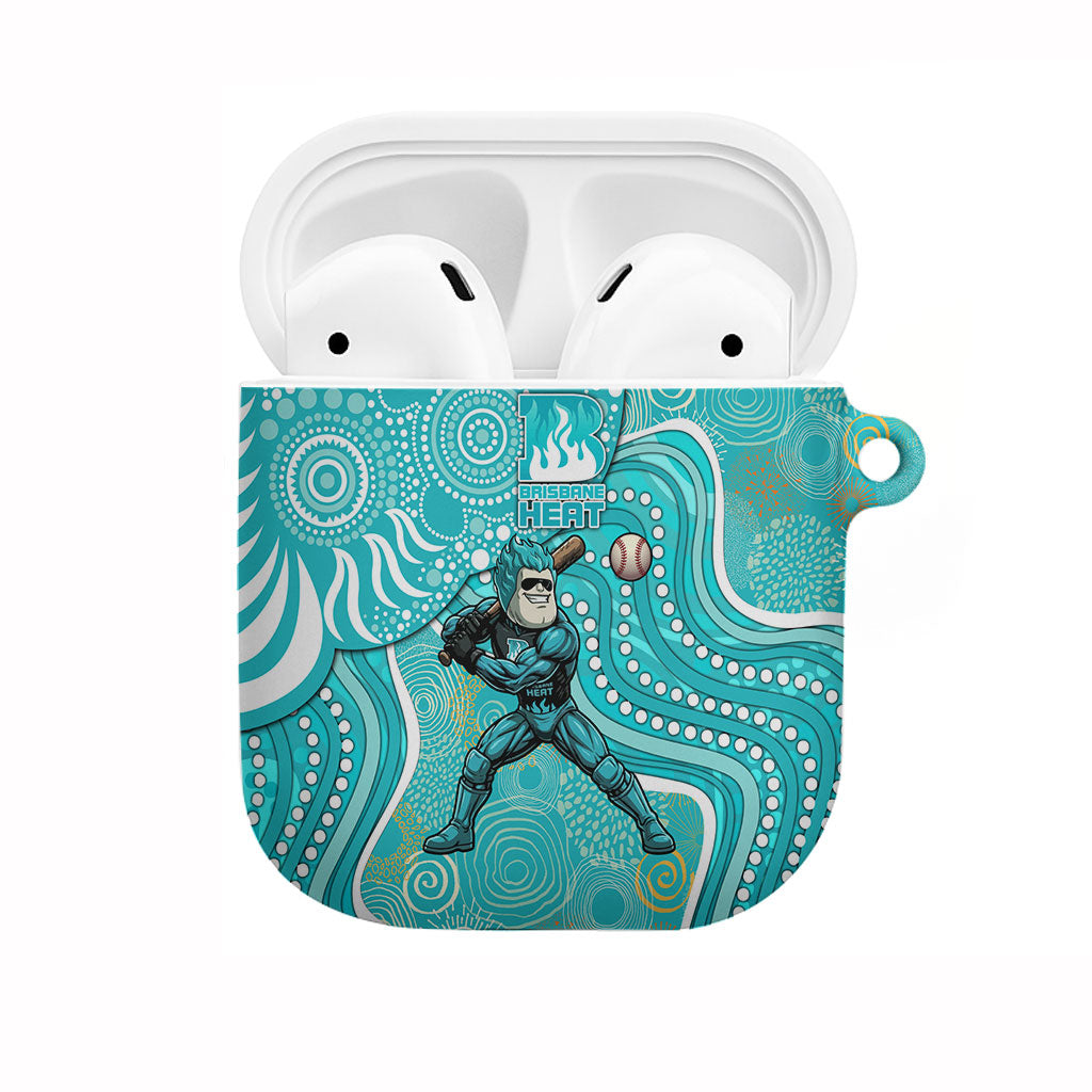 Brisbane Heat AirPods Case Indigenous Dot Art Superhero Batter Tribal Pattern