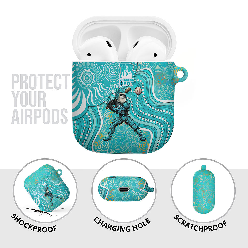 Brisbane Heat AirPods Case Indigenous Dot Art Superhero Batter Tribal Pattern