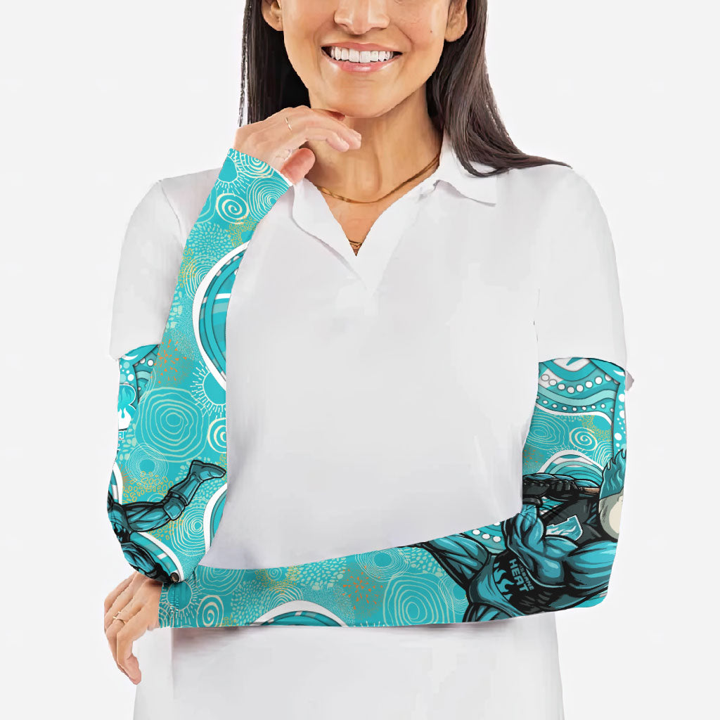 Brisbane Heat Arm Sleeves Indigenous Dot Art Superhero Batter Tribal Pattern