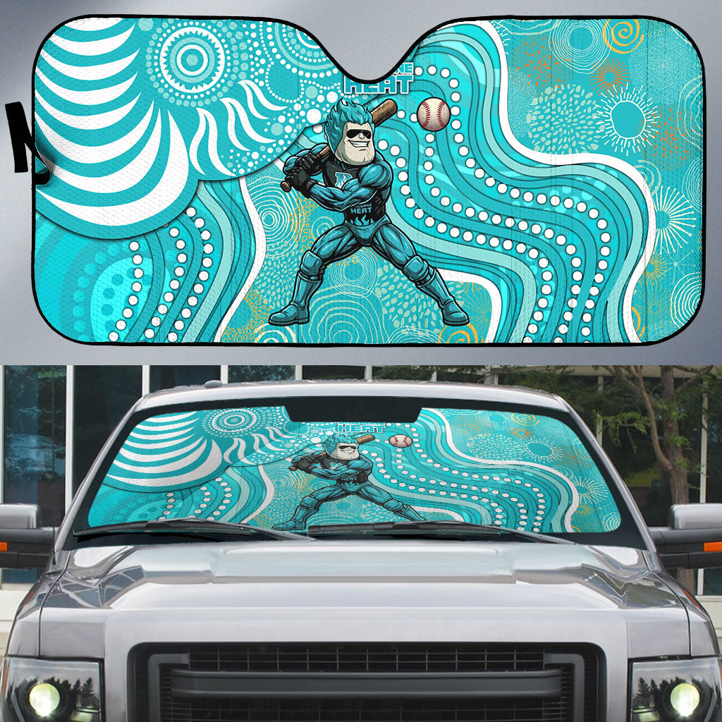 Brisbane Heat Auto Sun Shade Indigenous Dot Art Superhero Batter Tribal Pattern