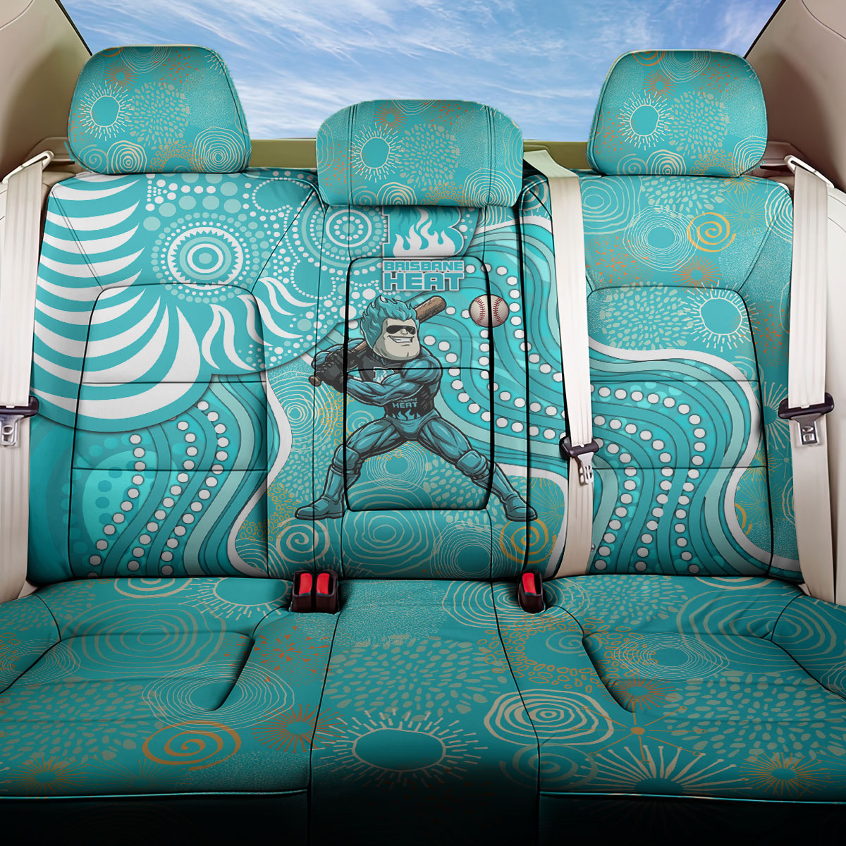 Brisbane Heat Back Car Seat Cover Indigenous Dot Art Superhero Batter Tribal Pattern