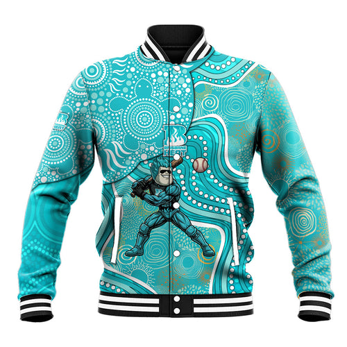 Brisbane Heat Baseball Jacket Indigenous Dot Art Superhero Batter Tribal Pattern