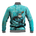 Brisbane Heat Baseball Jacket Indigenous Dot Art Superhero Batter Tribal Pattern