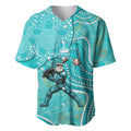 Brisbane Heat Baseball Jersey Indigenous Dot Art Superhero Batter Tribal Pattern
