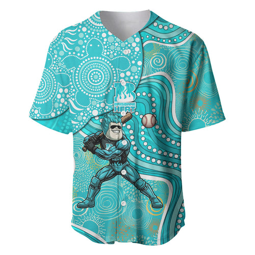 Brisbane Heat Baseball Jersey Indigenous Dot Art Superhero Batter Tribal Pattern