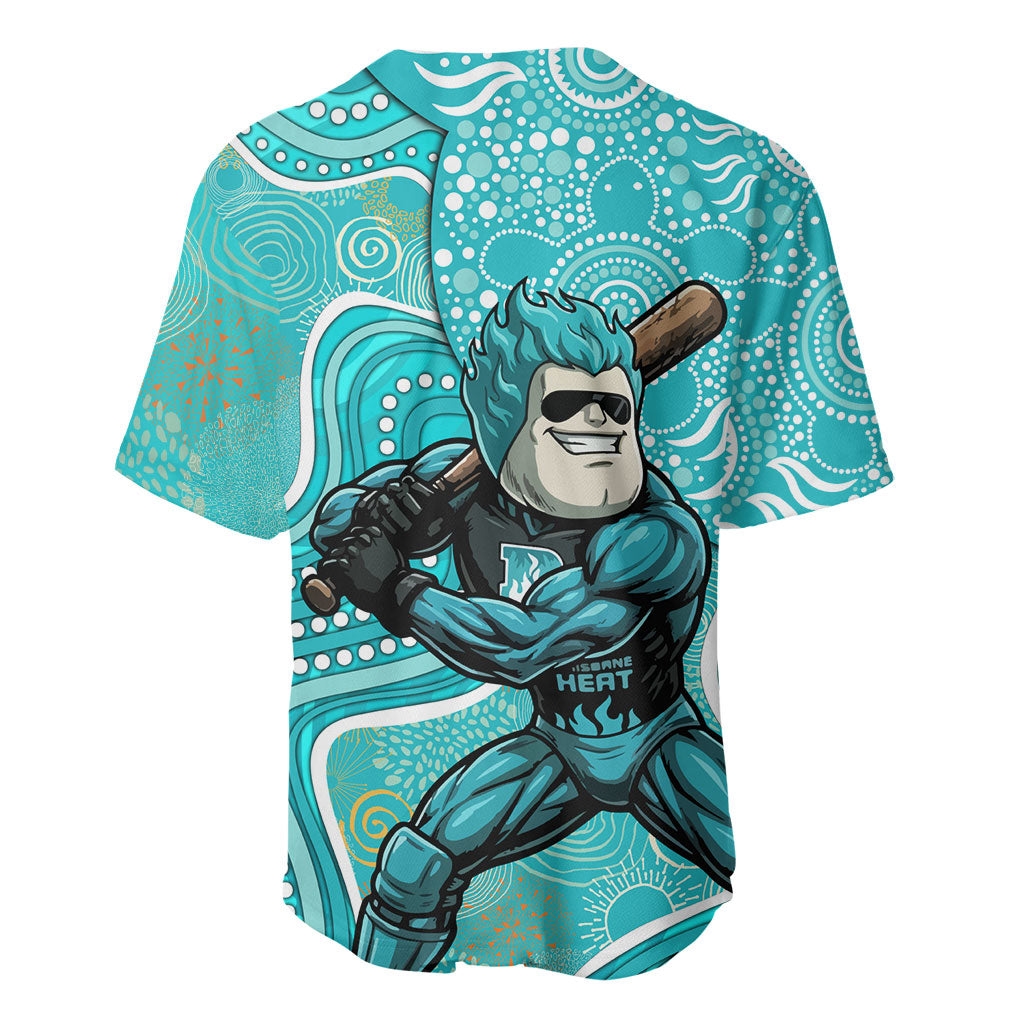 Brisbane Heat Baseball Jersey Indigenous Dot Art Superhero Batter Tribal Pattern