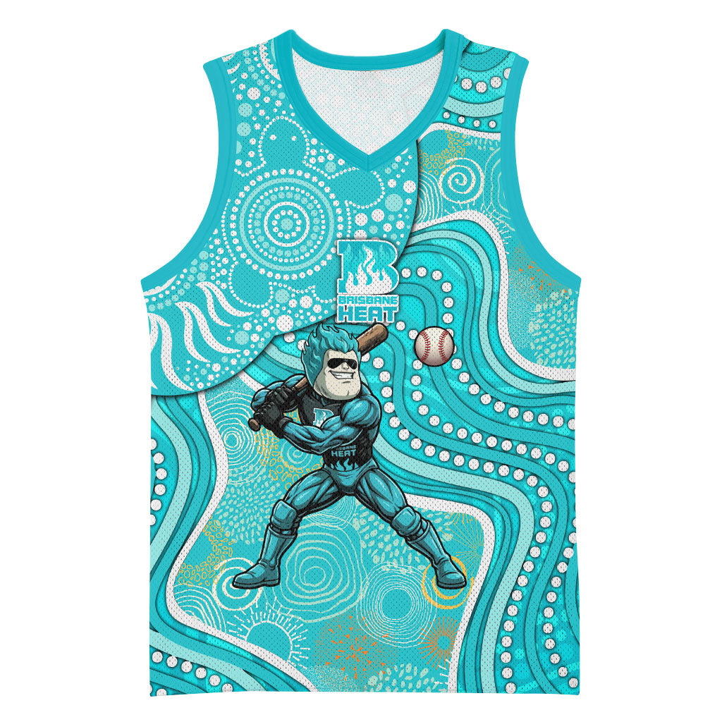 Brisbane Heat Basketball Jersey Indigenous Dot Art Superhero Batter Tribal Pattern