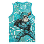 Brisbane Heat Basketball Jersey Indigenous Dot Art Superhero Batter Tribal Pattern
