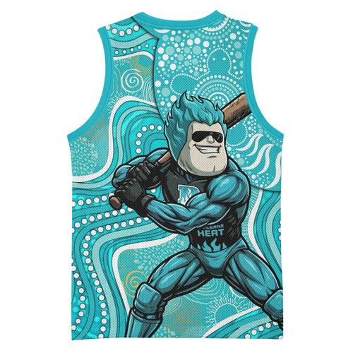 Brisbane Heat Basketball Jersey Indigenous Dot Art Superhero Batter Tribal Pattern
