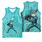 Brisbane Heat Basketball Jersey Indigenous Dot Art Superhero Batter Tribal Pattern