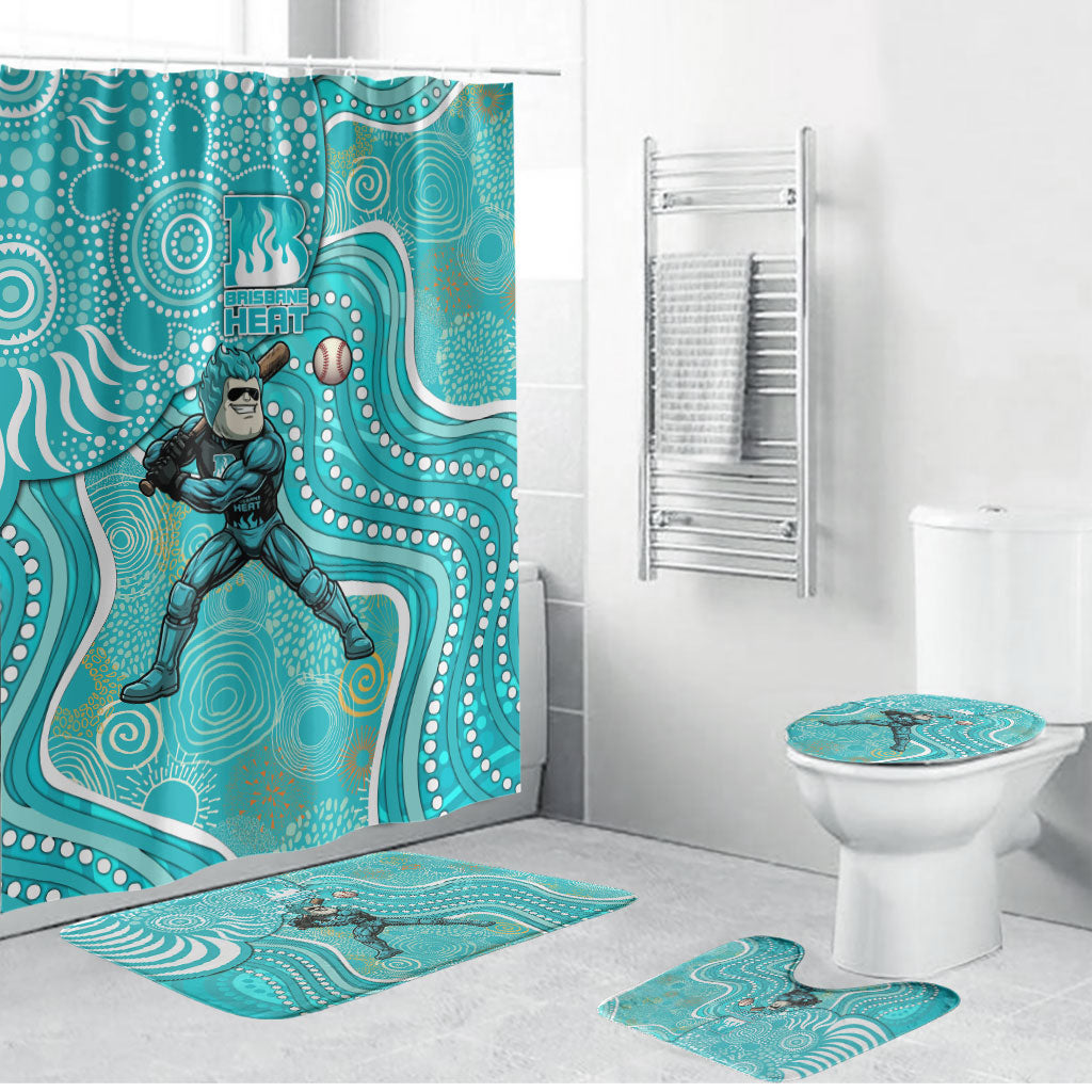 Brisbane Heat Bathroom Set Indigenous Dot Art Superhero Batter Tribal Pattern