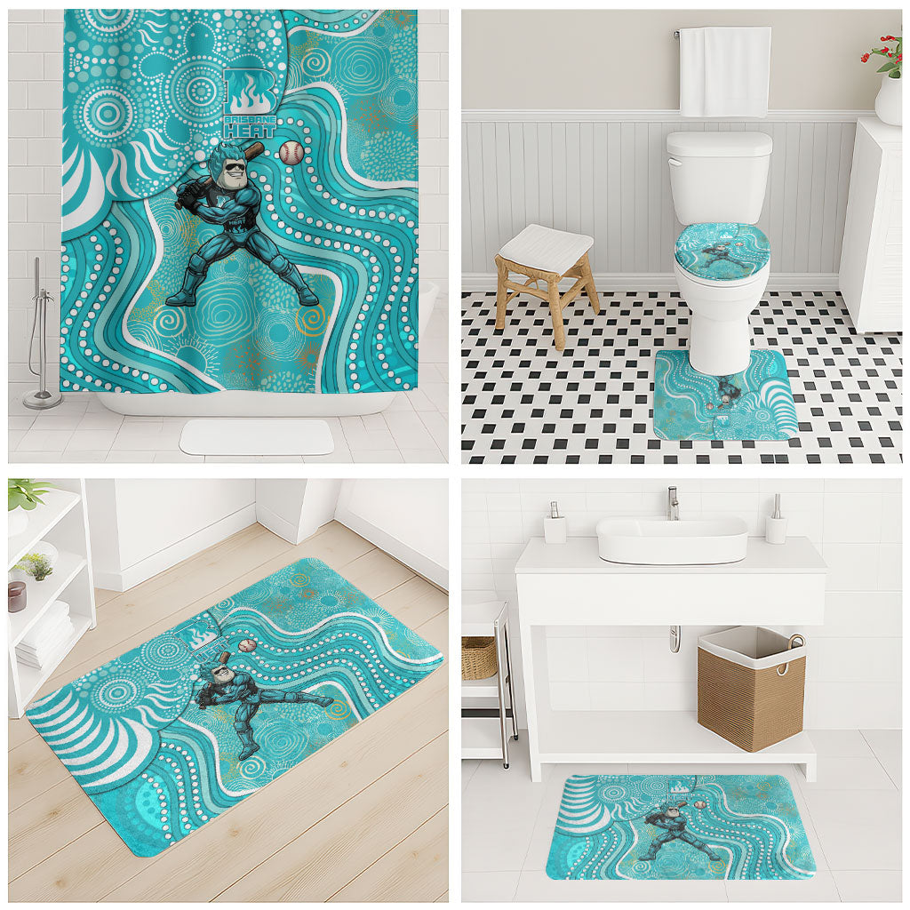 Brisbane Heat Bathroom Set Indigenous Dot Art Superhero Batter Tribal Pattern