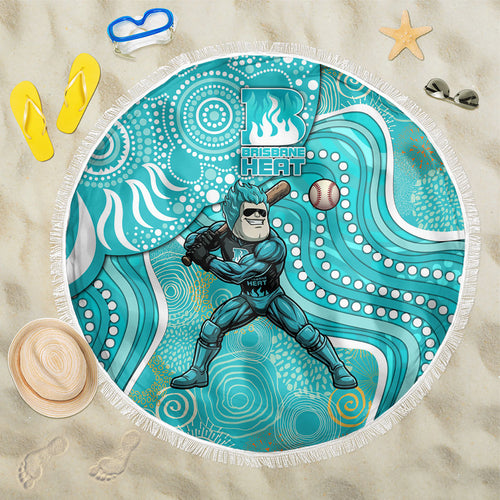 Brisbane Heat Beach Blanket Indigenous Dot Art Superhero Batter Tribal Pattern