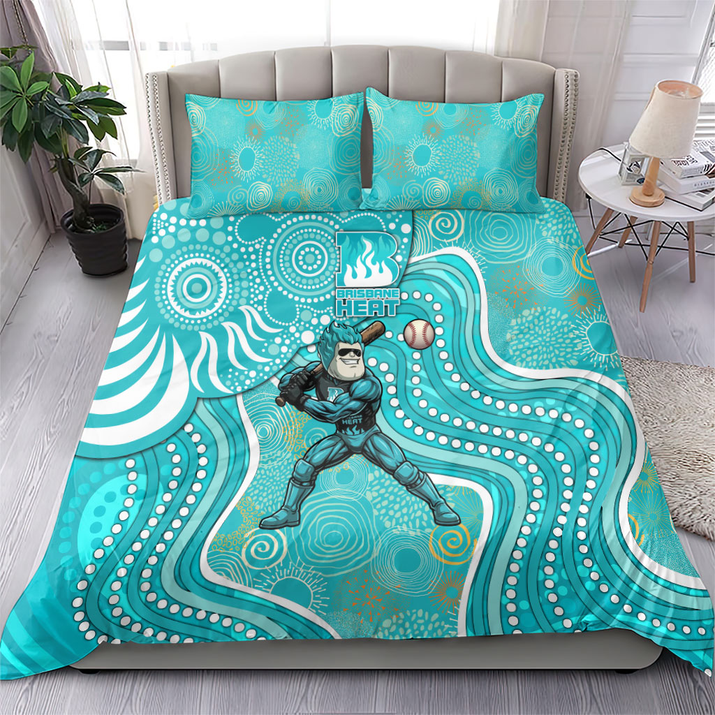 Brisbane Heat Bedding Set Indigenous Dot Art Superhero Batter Tribal Pattern