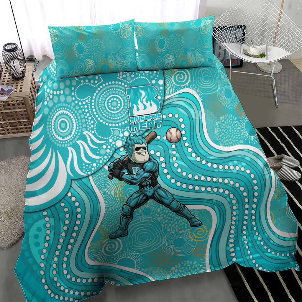 Brisbane Heat Bedding Set Indigenous Dot Art Superhero Batter Tribal Pattern