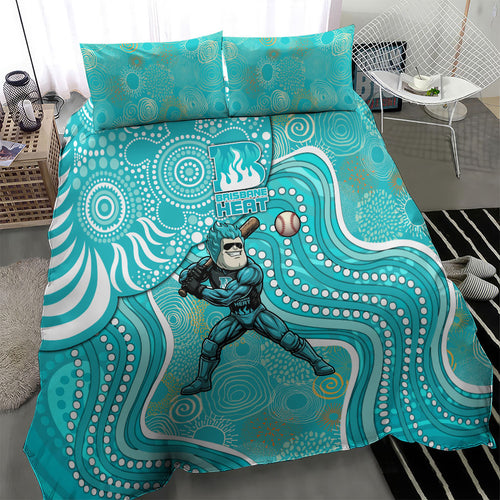 Brisbane Heat Bedding Set Indigenous Dot Art Superhero Batter Tribal Pattern
