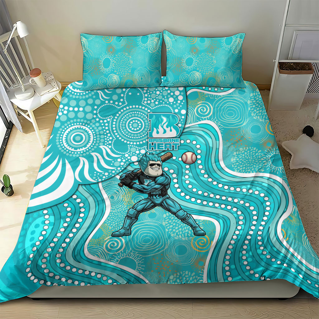 Brisbane Heat Bedding Set Indigenous Dot Art Superhero Batter Tribal Pattern