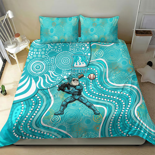 Brisbane Heat Bedding Set Indigenous Dot Art Superhero Batter Tribal Pattern
