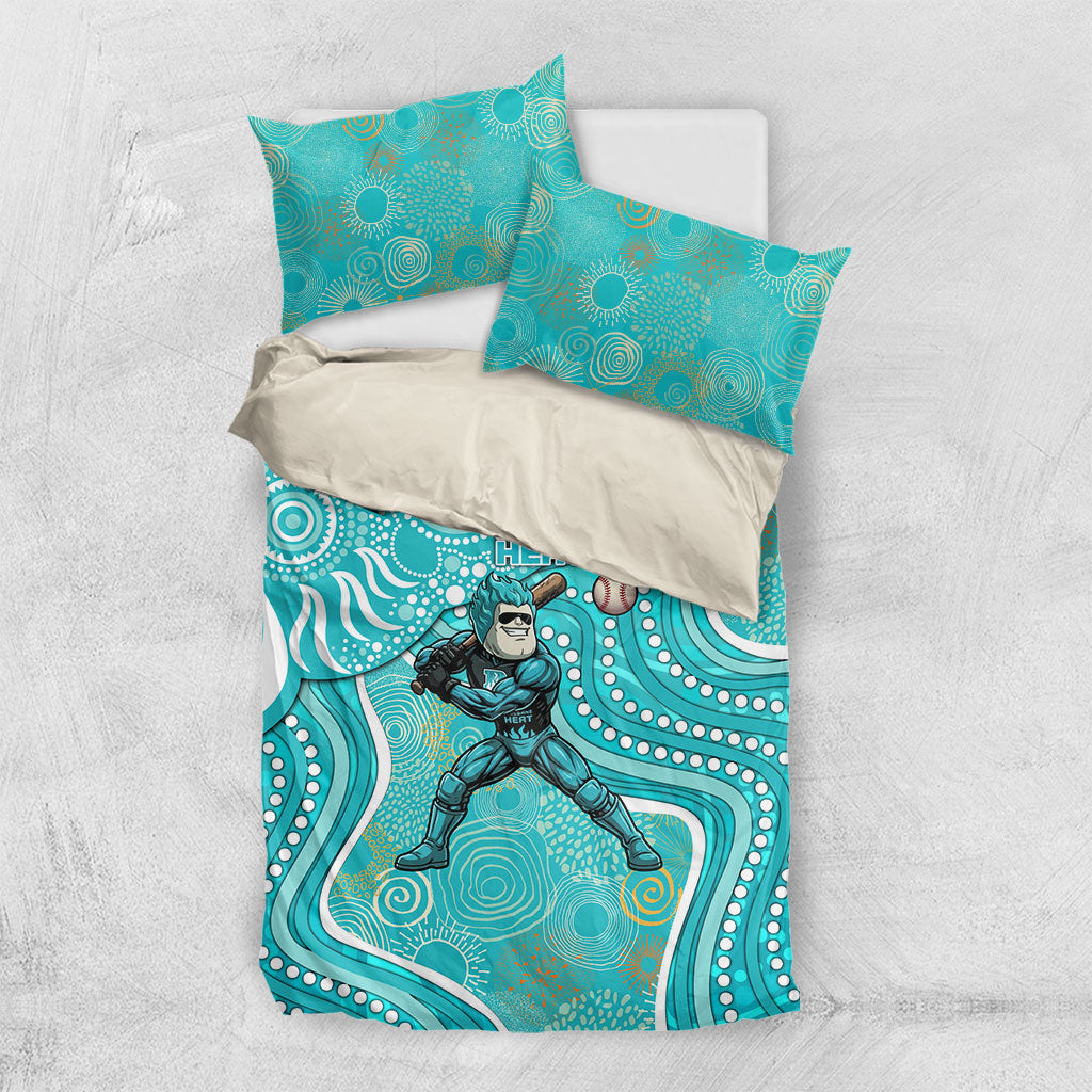 Brisbane Heat Bedding Set Indigenous Dot Art Superhero Batter Tribal Pattern