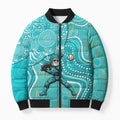 Brisbane Heat Bomber Puffer Jacket Indigenous Dot Art Superhero Batter Tribal Pattern