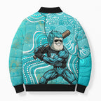 Brisbane Heat Bomber Puffer Jacket Indigenous Dot Art Superhero Batter Tribal Pattern