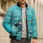 Brisbane Heat Bomber Puffer Jacket Indigenous Dot Art Superhero Batter Tribal Pattern