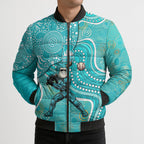 Brisbane Heat Bomber Puffer Jacket Indigenous Dot Art Superhero Batter Tribal Pattern