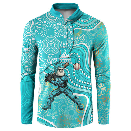 Brisbane Heat Button Sweatshirt Indigenous Dot Art Superhero Batter Tribal Pattern