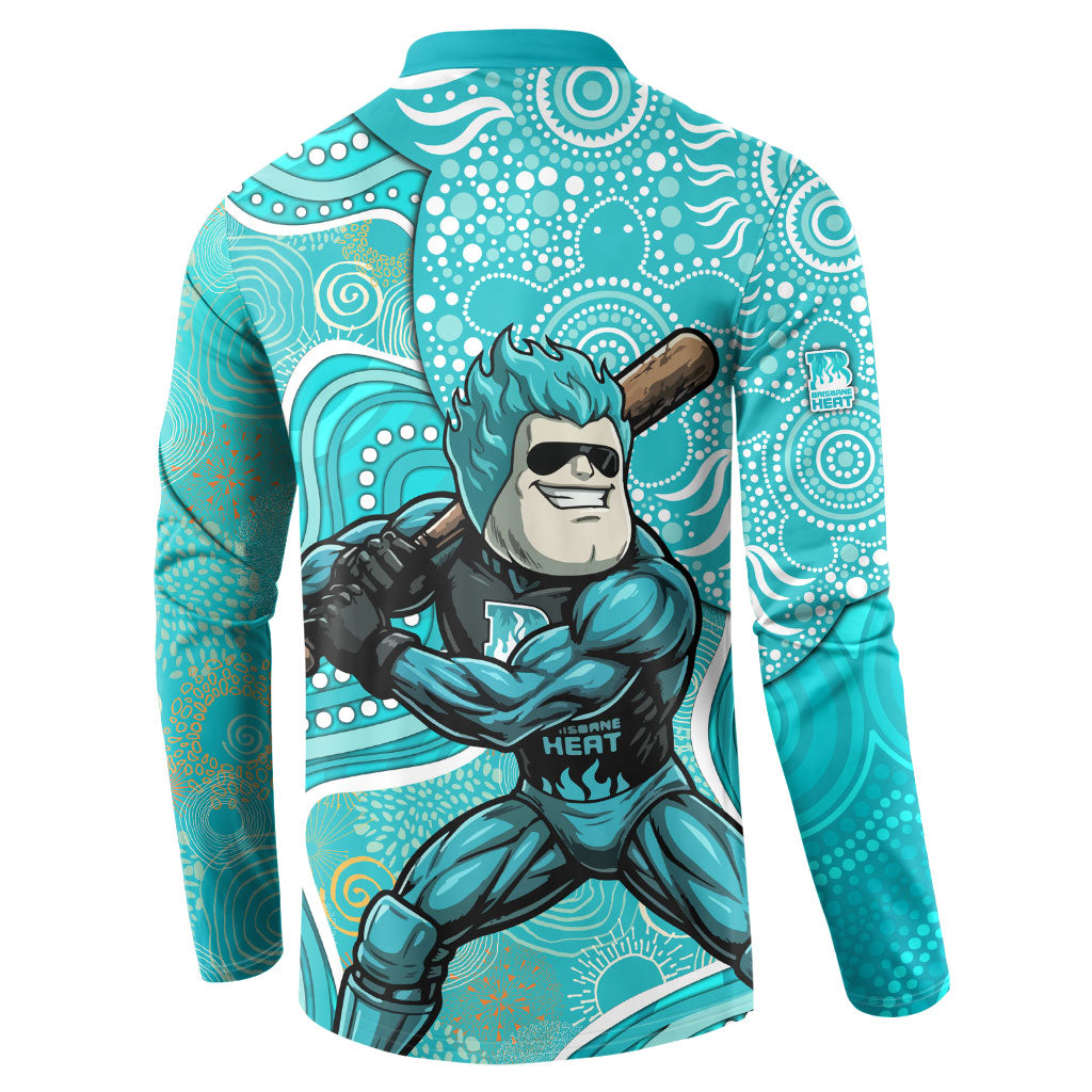 Brisbane Heat Button Sweatshirt Indigenous Dot Art Superhero Batter Tribal Pattern