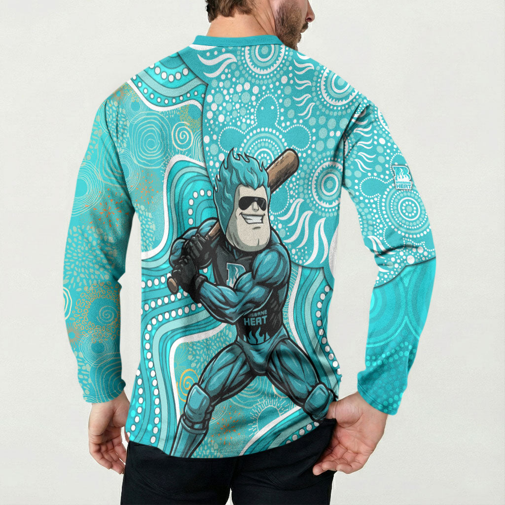 Brisbane Heat Button Sweatshirt Indigenous Dot Art Superhero Batter Tribal Pattern