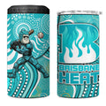 Brisbane Heat 4 in 1 Can Cooler Tumbler Indigenous Dot Art Superhero Batter Tribal Pattern