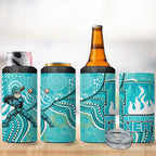 Brisbane Heat 4 in 1 Can Cooler Tumbler Indigenous Dot Art Superhero Batter Tribal Pattern