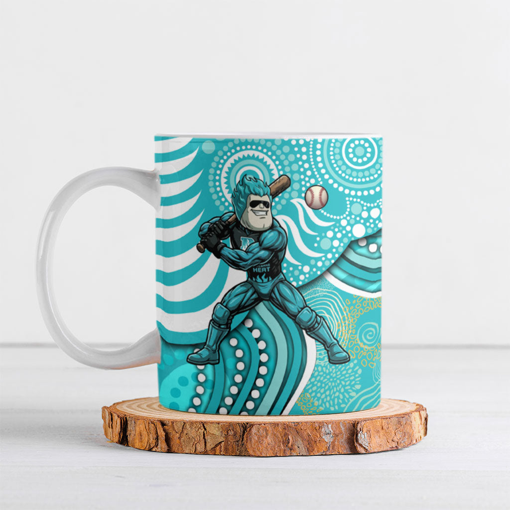Brisbane Heat Ceramic Mug Indigenous Dot Art Superhero Batter Tribal Pattern