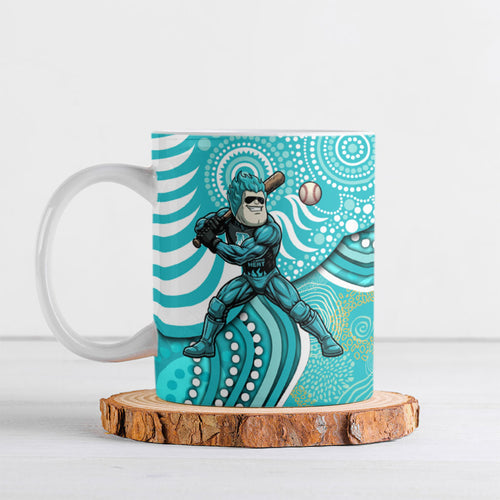 Brisbane Heat Ceramic Mug Indigenous Dot Art Superhero Batter Tribal Pattern