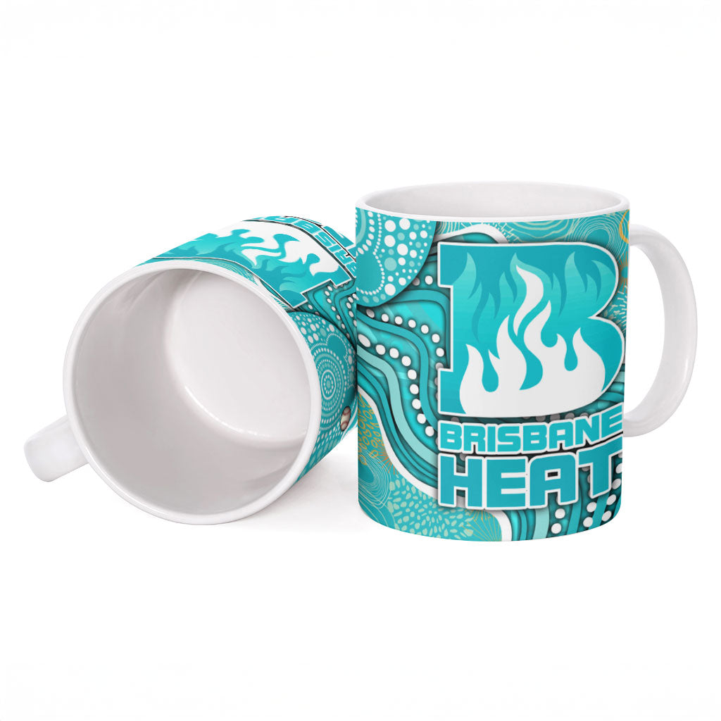 Brisbane Heat Ceramic Mug Indigenous Dot Art Superhero Batter Tribal Pattern