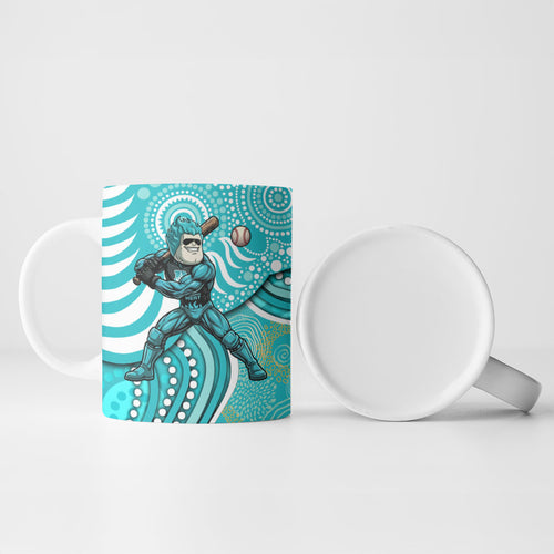 Brisbane Heat Ceramic Mug Indigenous Dot Art Superhero Batter Tribal Pattern