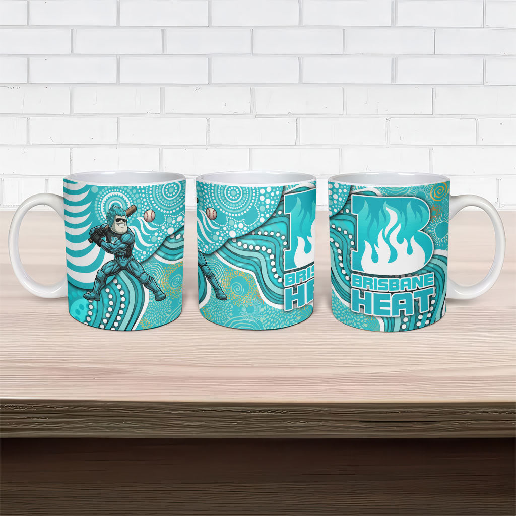 Brisbane Heat Ceramic Mug Indigenous Dot Art Superhero Batter Tribal Pattern
