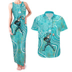 Brisbane Heat Couples Matching Tank Maxi Dress and Hawaiian Shirt Indigenous Dot Art Superhero Batter Tribal Pattern