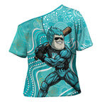 Brisbane Heat Cross Shoulder Shirt Indigenous Dot Art Superhero Batter Tribal Pattern